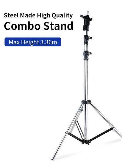 Dearkol DMF-3400F 3400mm Unique Collar Round Leg Combo Heavy Duty Light Stand, One Leveling Leg