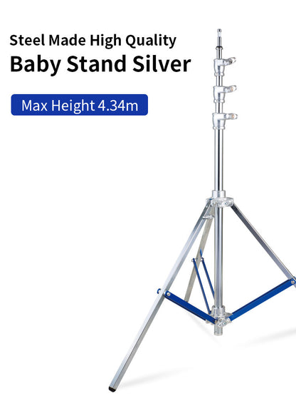 Dearkol MYD-0040 4000mm Baby Light Stand Silver, One Leveling Leg, Steel Made High Quality