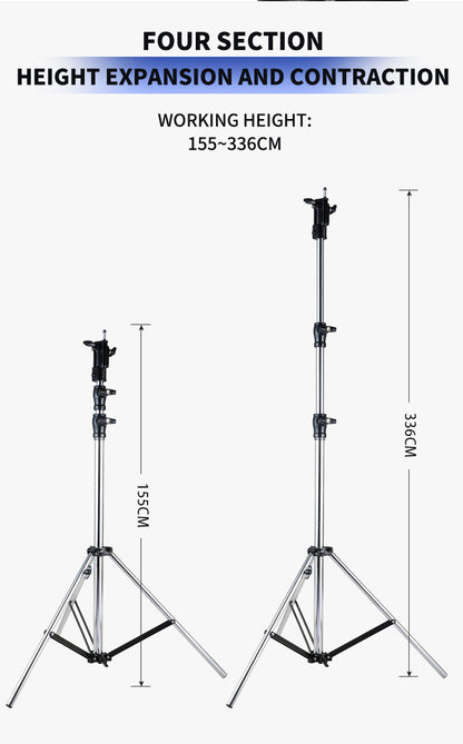 Dearkol DMF-3400F 3400mm Unique Collar Round Leg Combo Heavy Duty Light Stand, One Leveling Leg